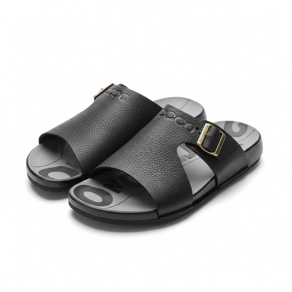 Durable And classic Open Leather Sandal-Black