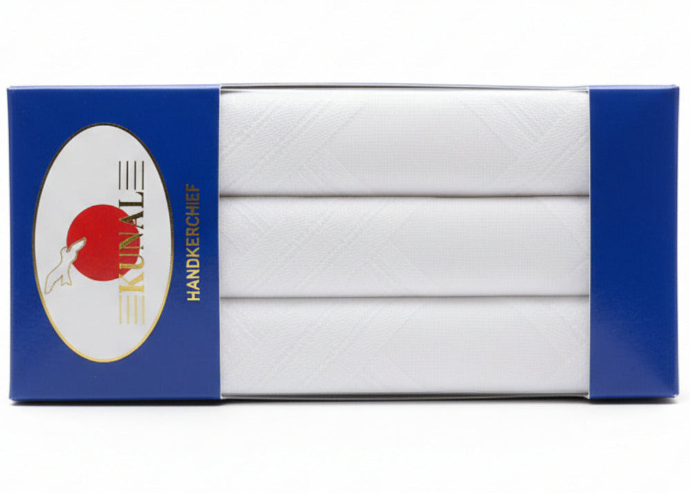 3 Pieces Of Quality Cotton Handkerchiefs - White