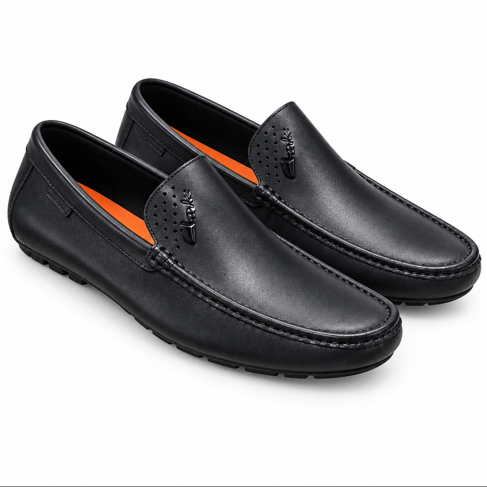 Quality Moccasin Leather Shoes-Black