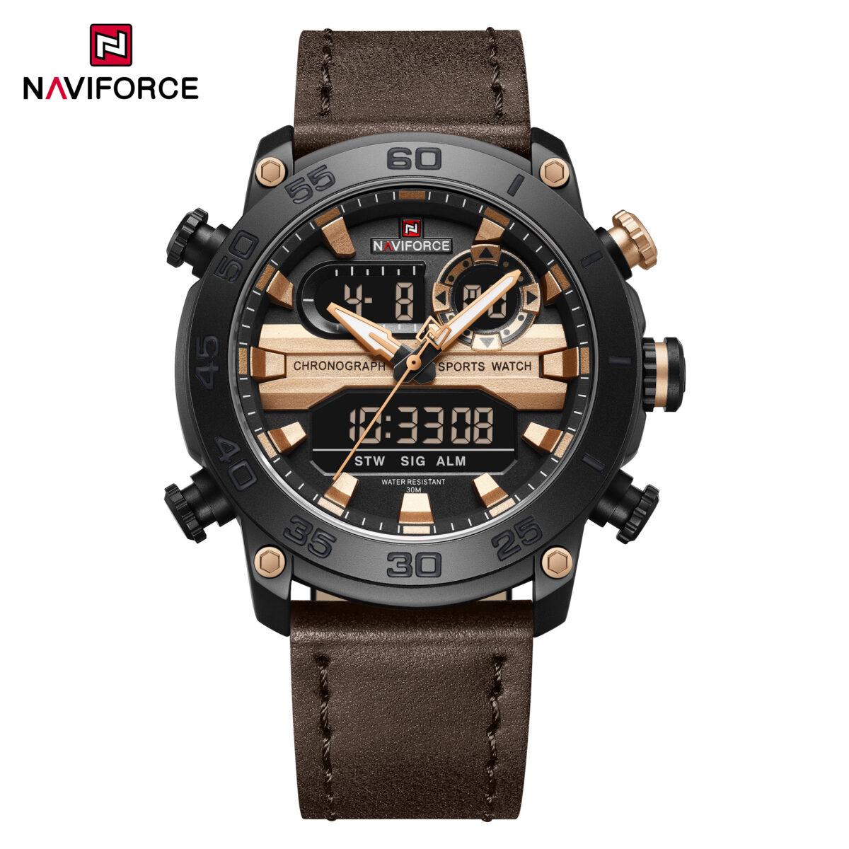 Durable And Classic Naviforce Leather Strap Men's Watch