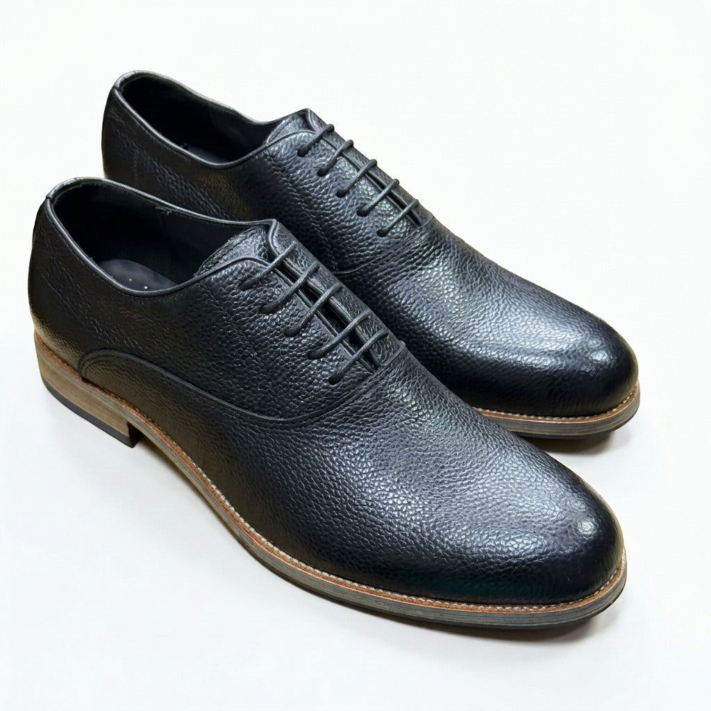 Quality And Durable Lace-Up Leather Shoes-Black