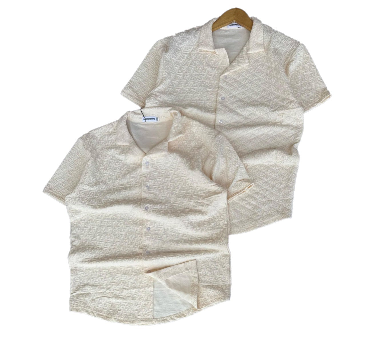 Cotton Short Sleeve Shirt-Cream