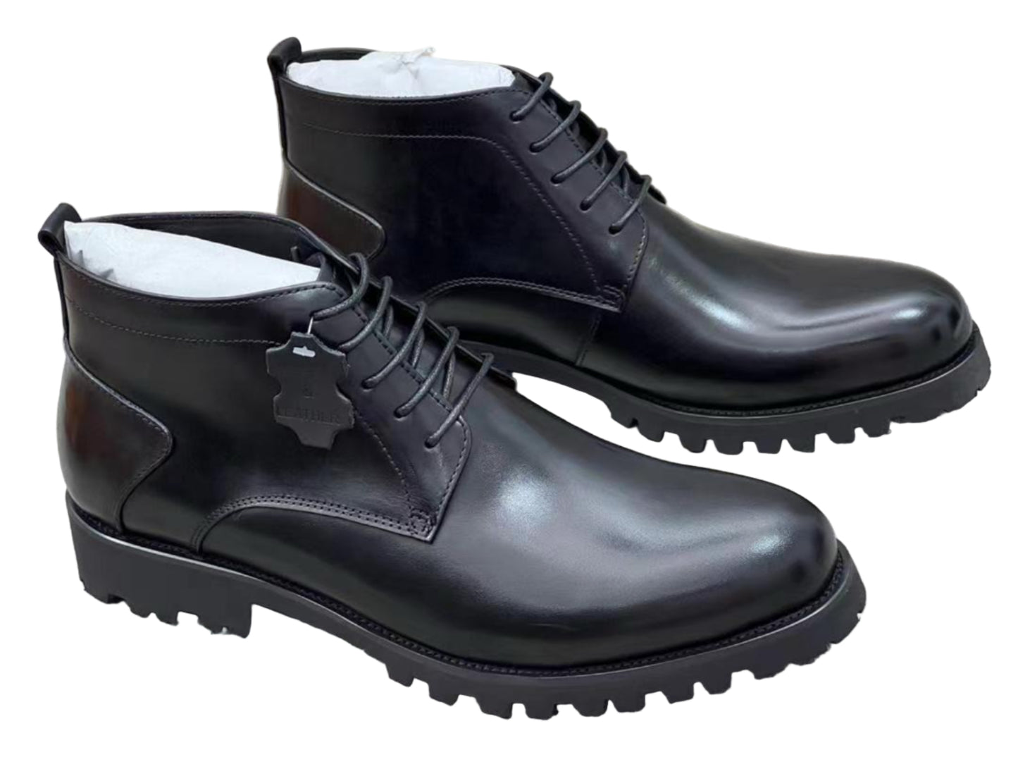 Lace Leather Boots - Black.