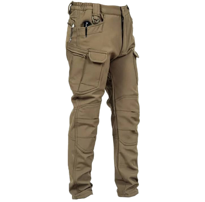 Men's Waterproof Softshell Tactical Sweatpants Fleece Work Trousers With Multi-Pockets Thickened Winter Cargo Hiking Pants
