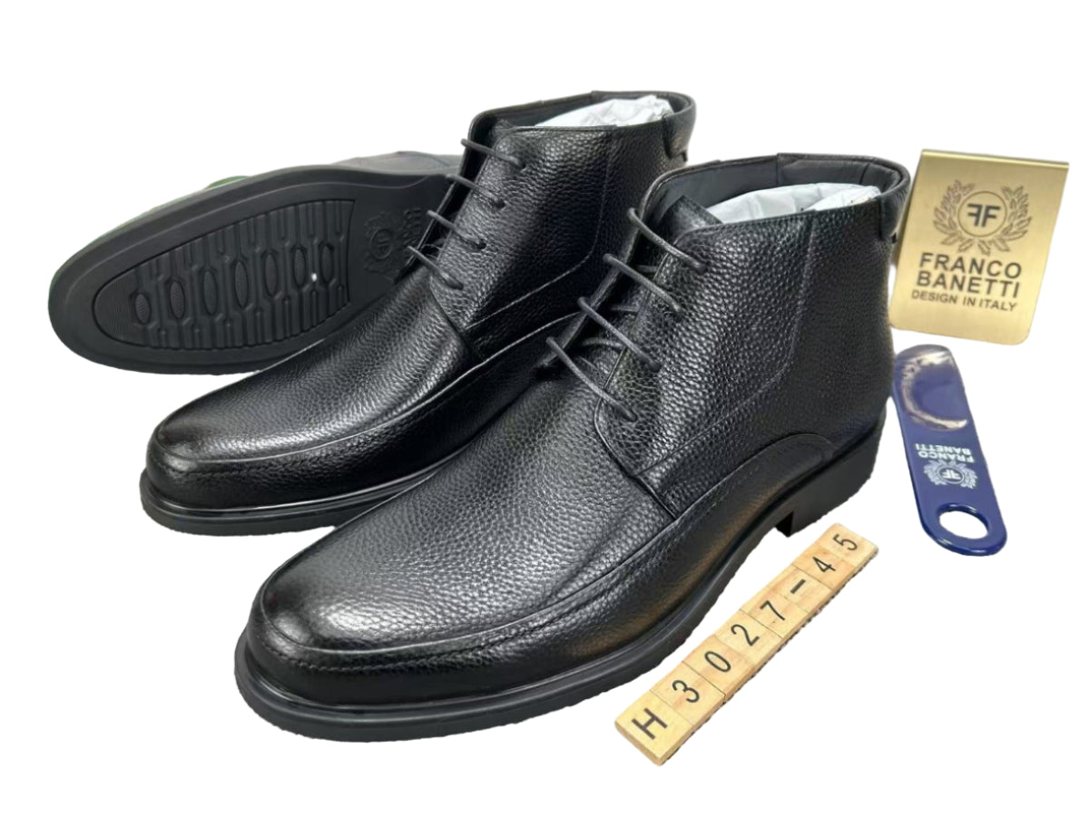 Gentle Lace Up Leather Boot-Black