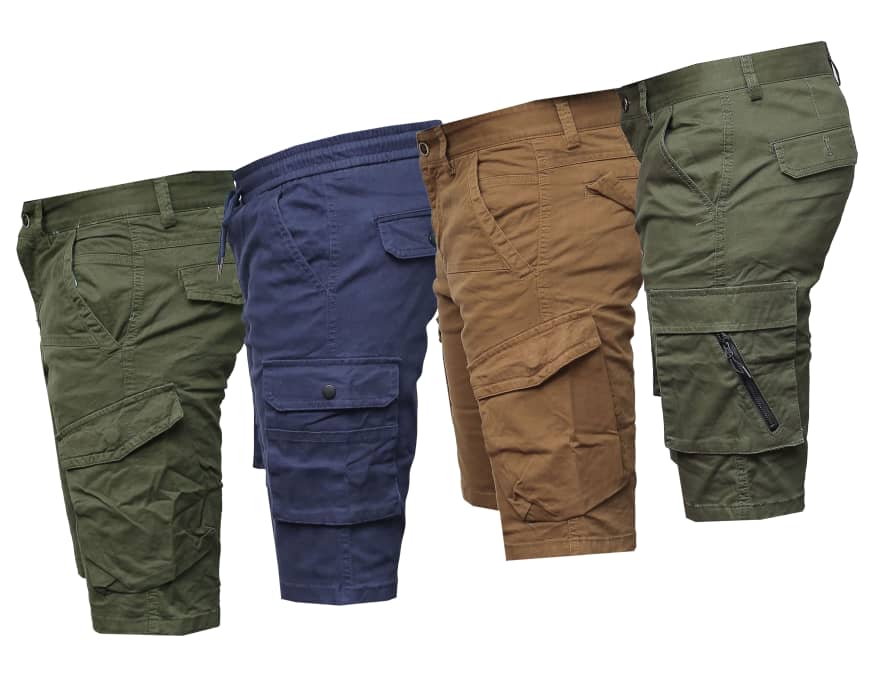 Men's Casual Cargo Shorts-Army Green, Brown, Navy Blue