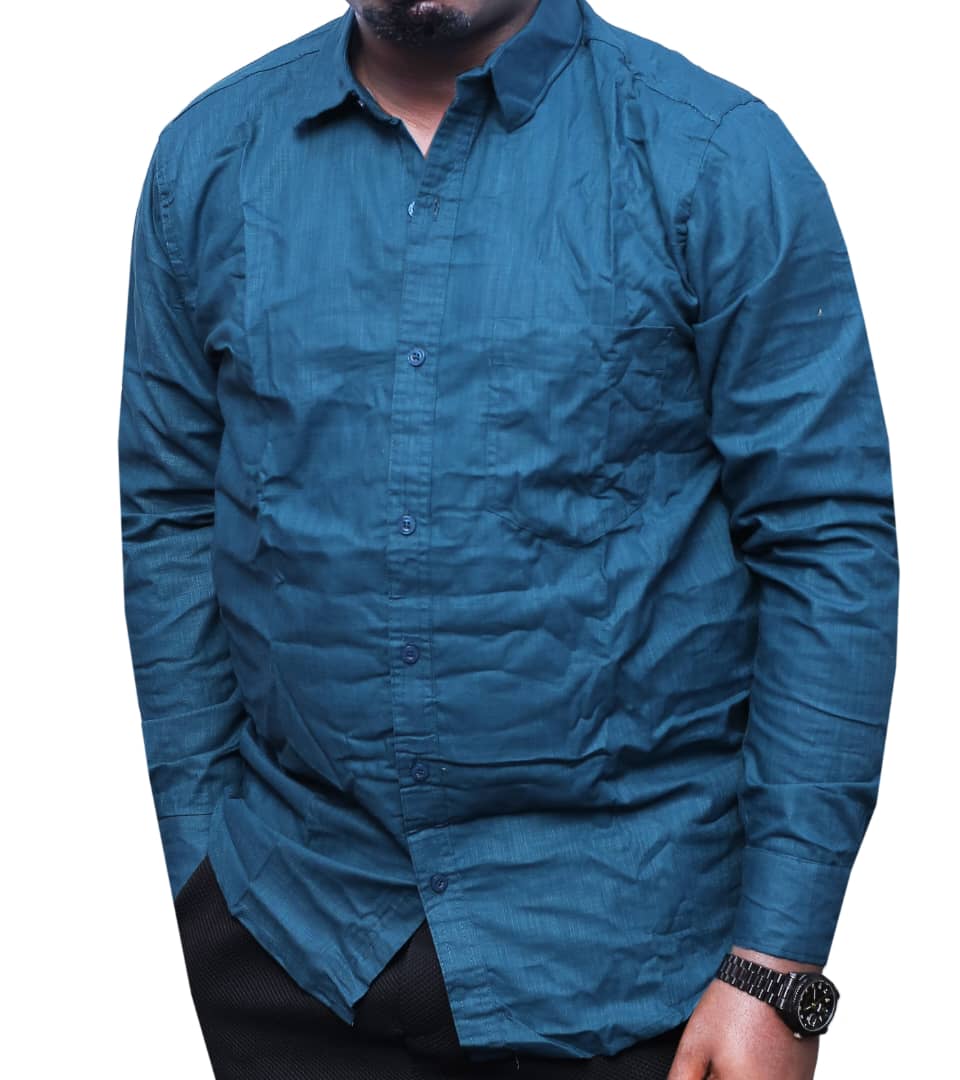 Premium Quality Linen Long Sleeved Shirt-Navy Blue