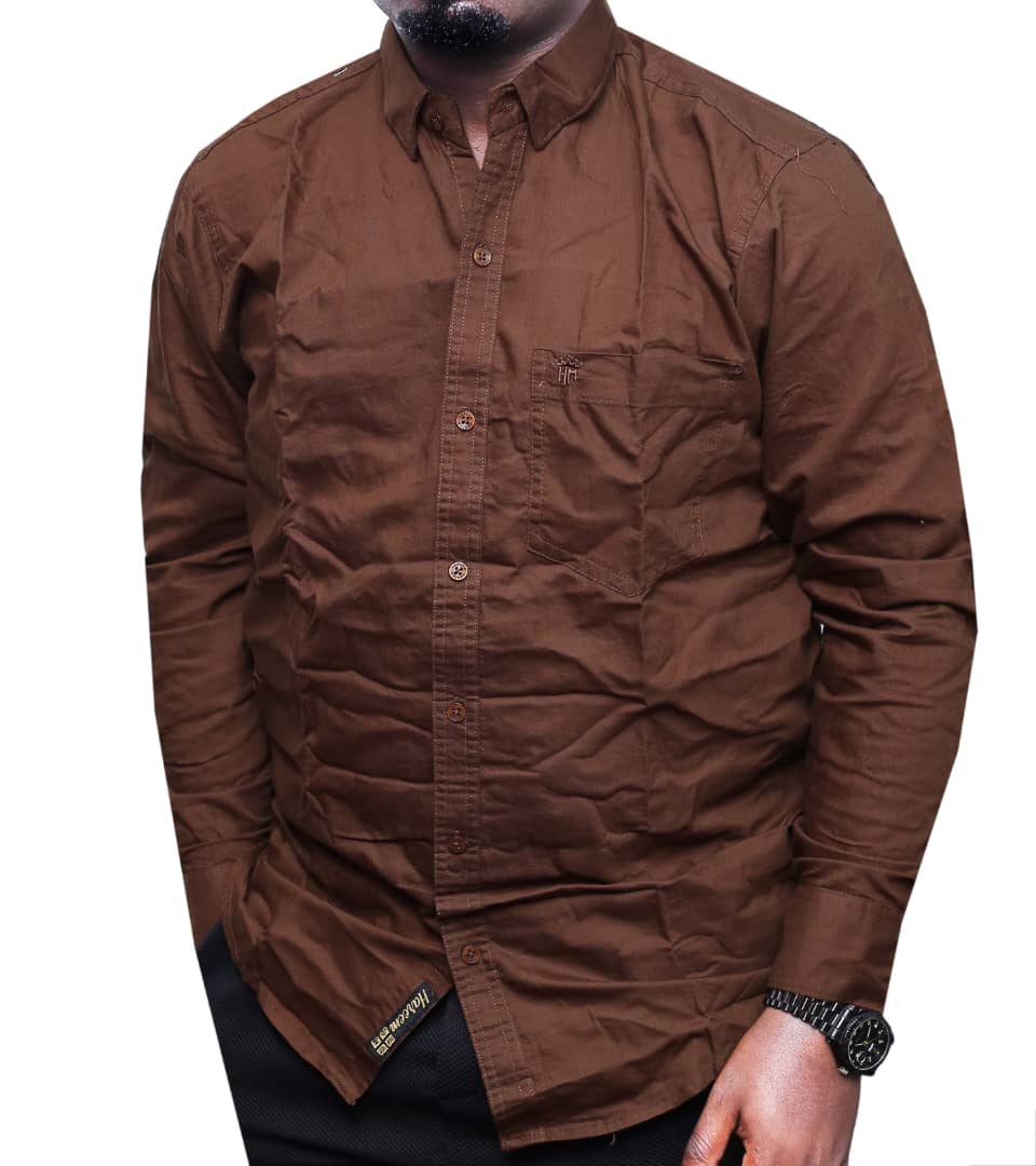 Premium Quality Long-Sleevd Cotton Shirt-Coffee Brown