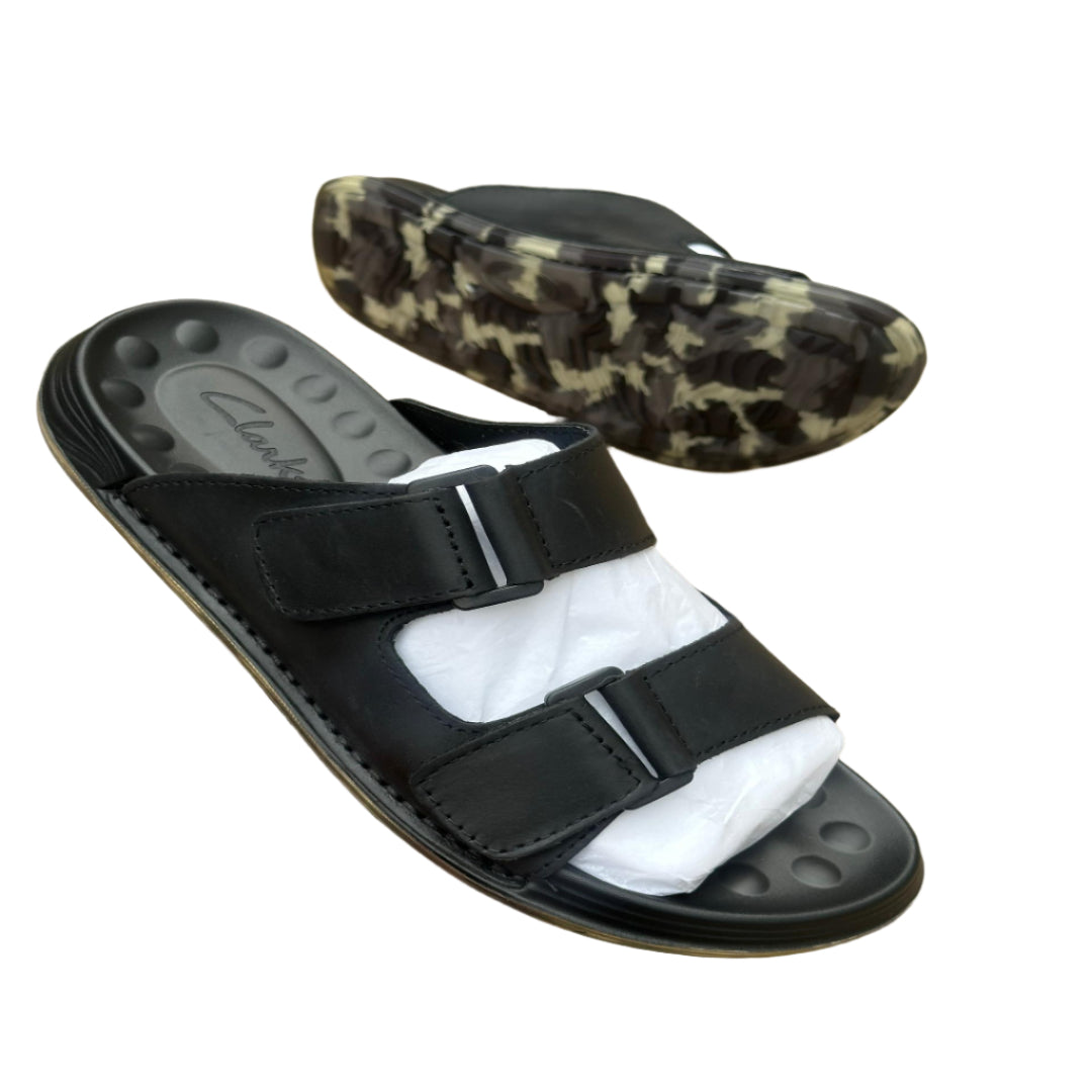 Leather open shoes-Black