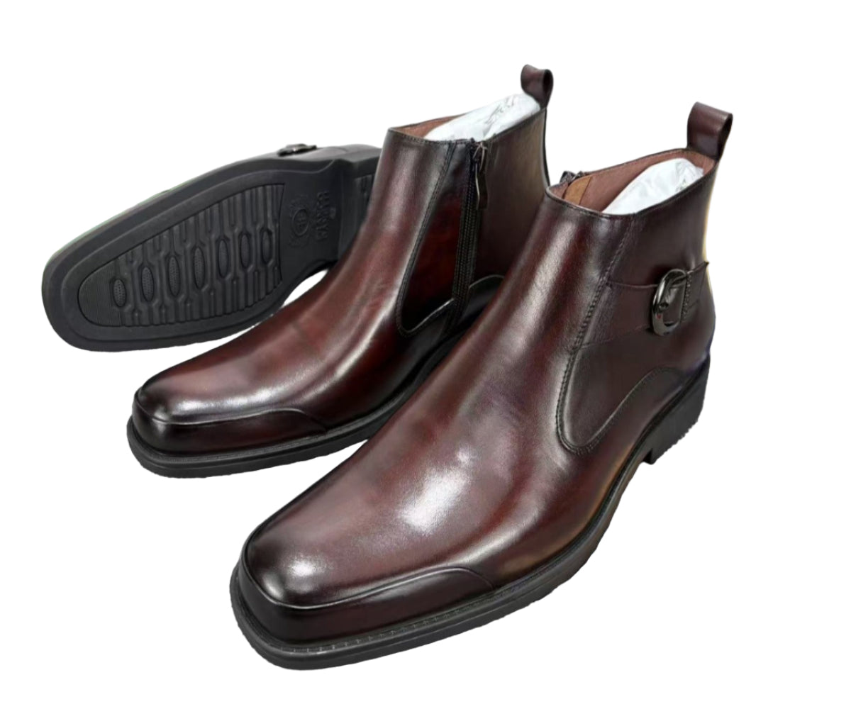 Gentle Leather Boots Coffee Brown