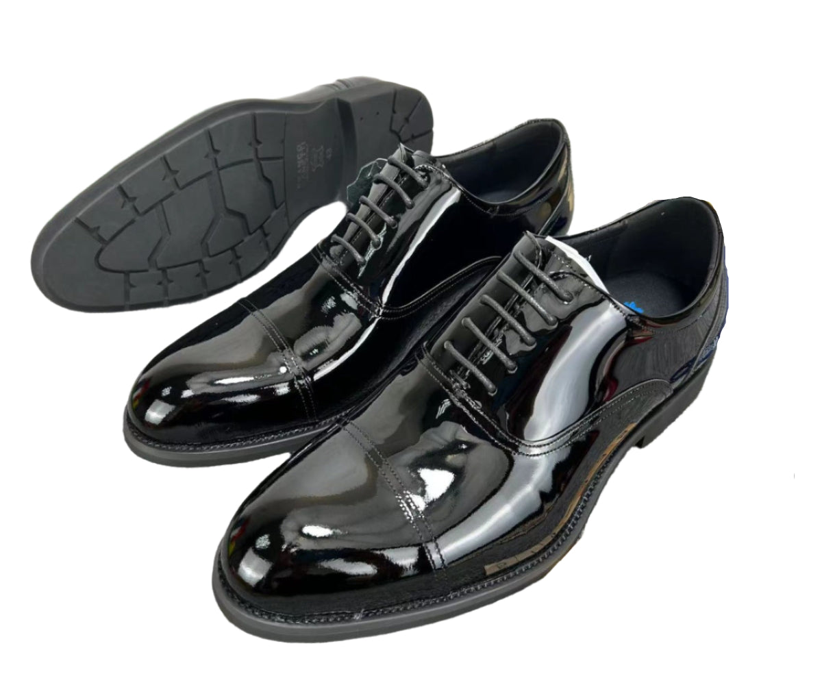 Gentle Lace Up Shiny shoes-Black