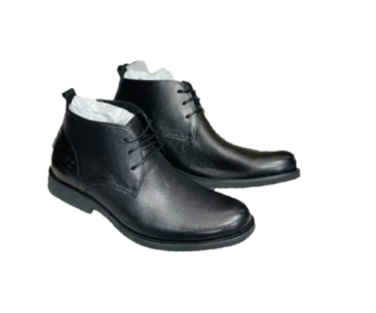 Fine Ankle Leather Boot-Black.