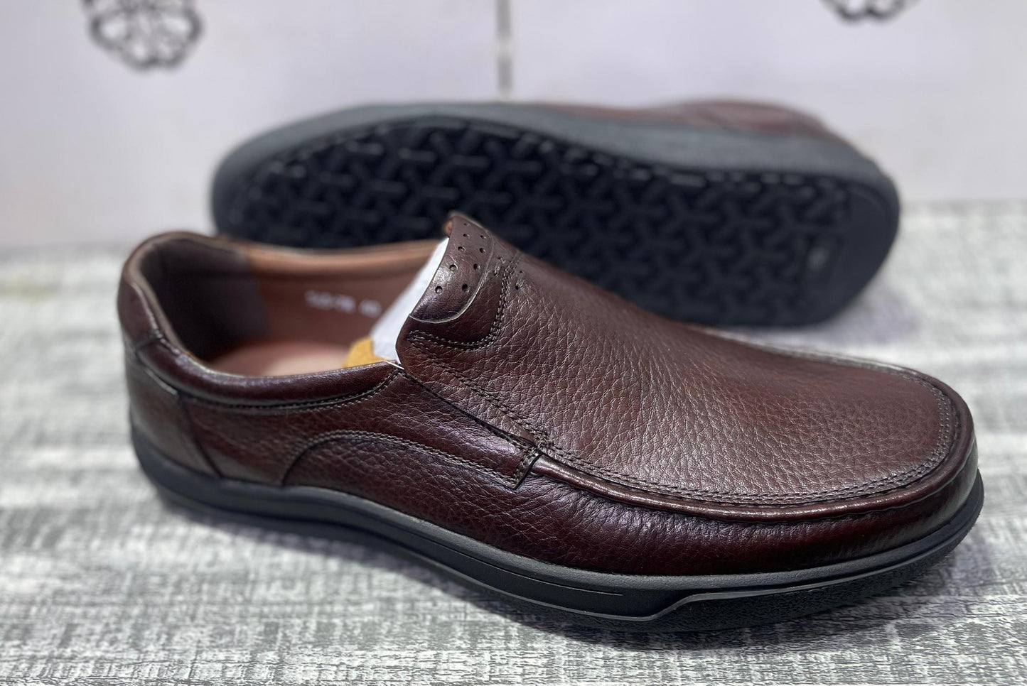 Gentle Leather Slipon Shoes-Brown