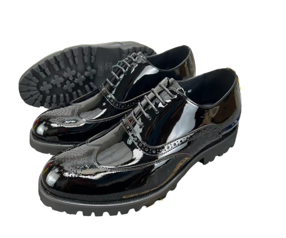 Shiny Oxford Gentle Shoes-Black