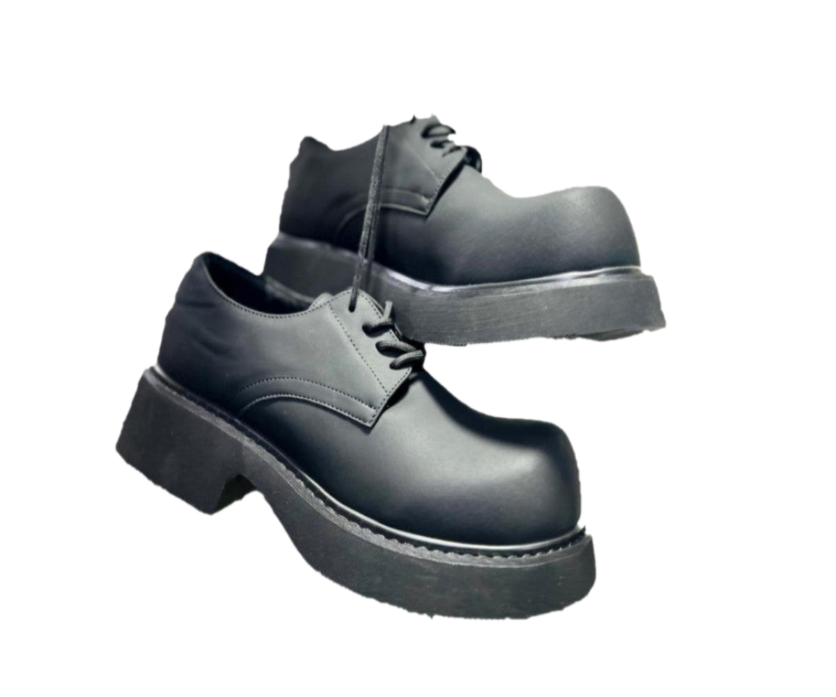 British Style Men's Lace Up Thick Sole Formal Shoes-Black