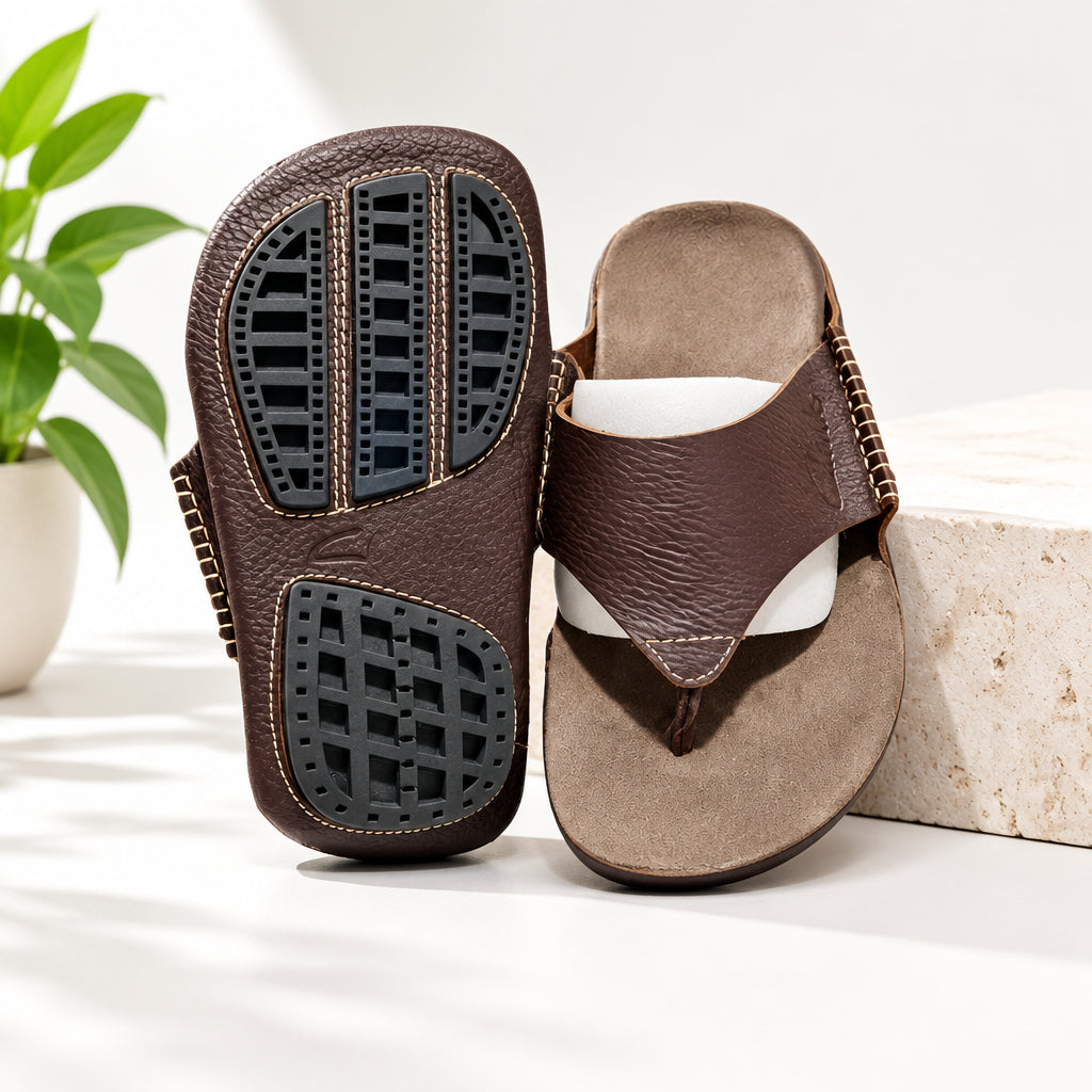Leather Open Shoes - Brown