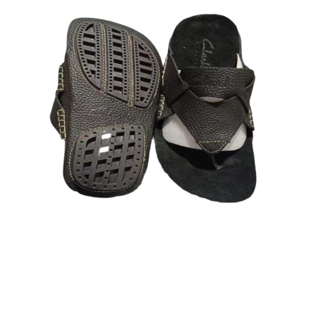 Leather Open Shoes-Black