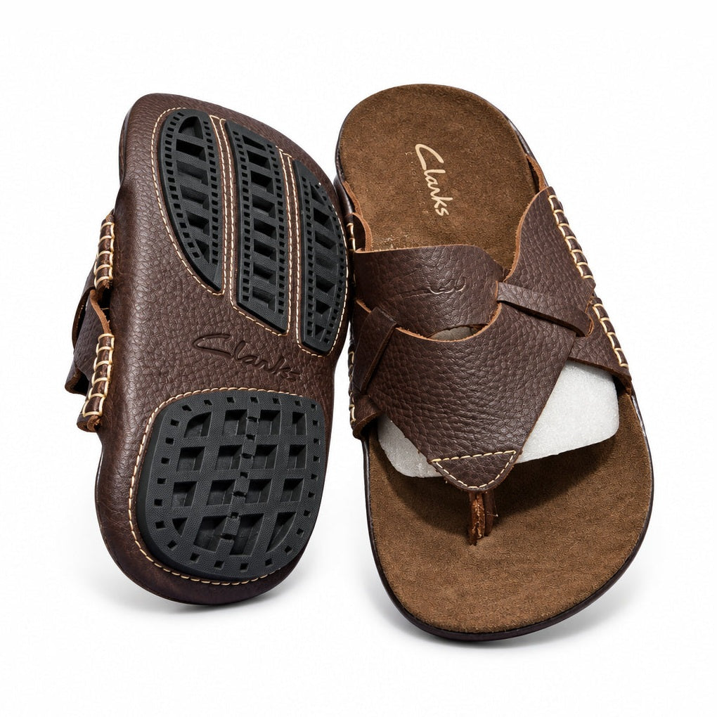Open Leather Open Shoes - Brown