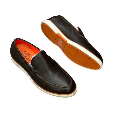 Slipon Leather Shoes-Coffee Borwn
