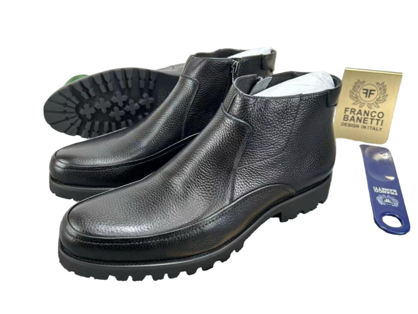 Leather Gentle Boot With Zip-Black