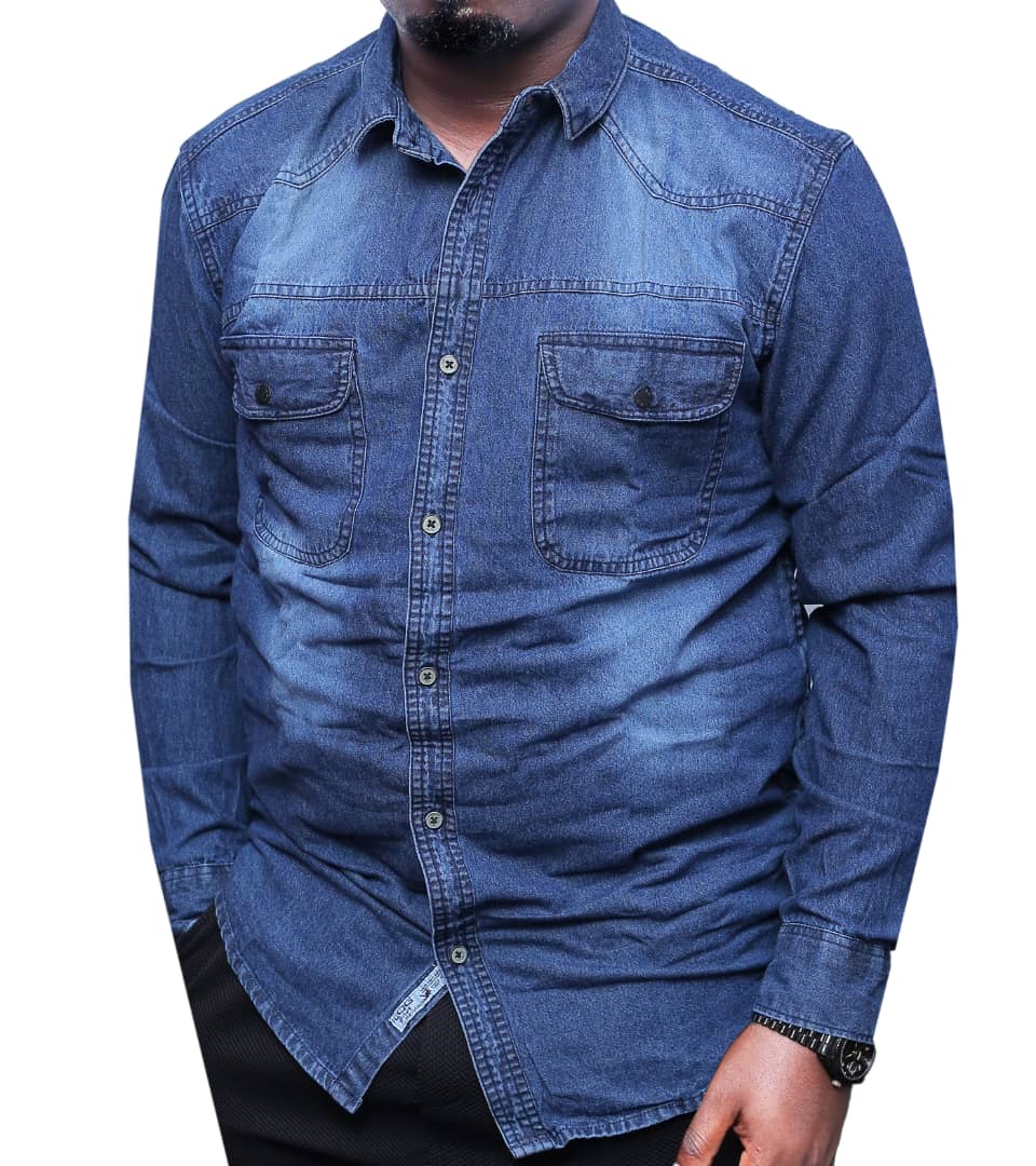 Durable Denim Long Sleeve Shirt-Blue
