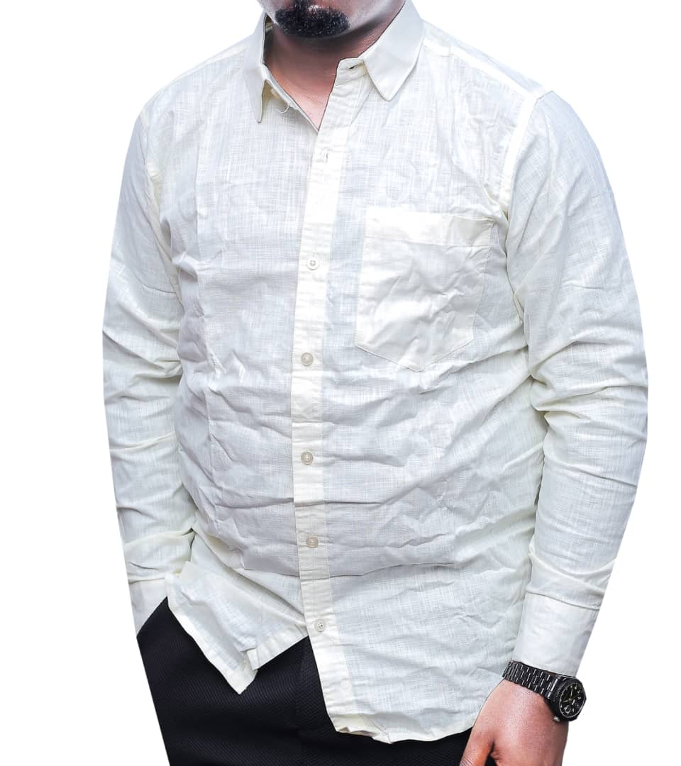 Durable Long-Sleeve Linen Shirt-White