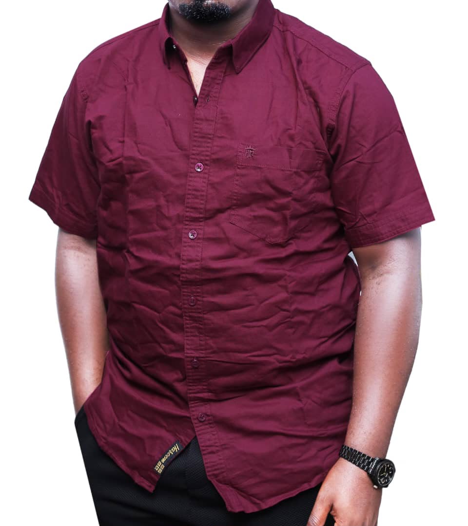 Durabe And Quality ShortSleeved Cotton Shirt-Maroon