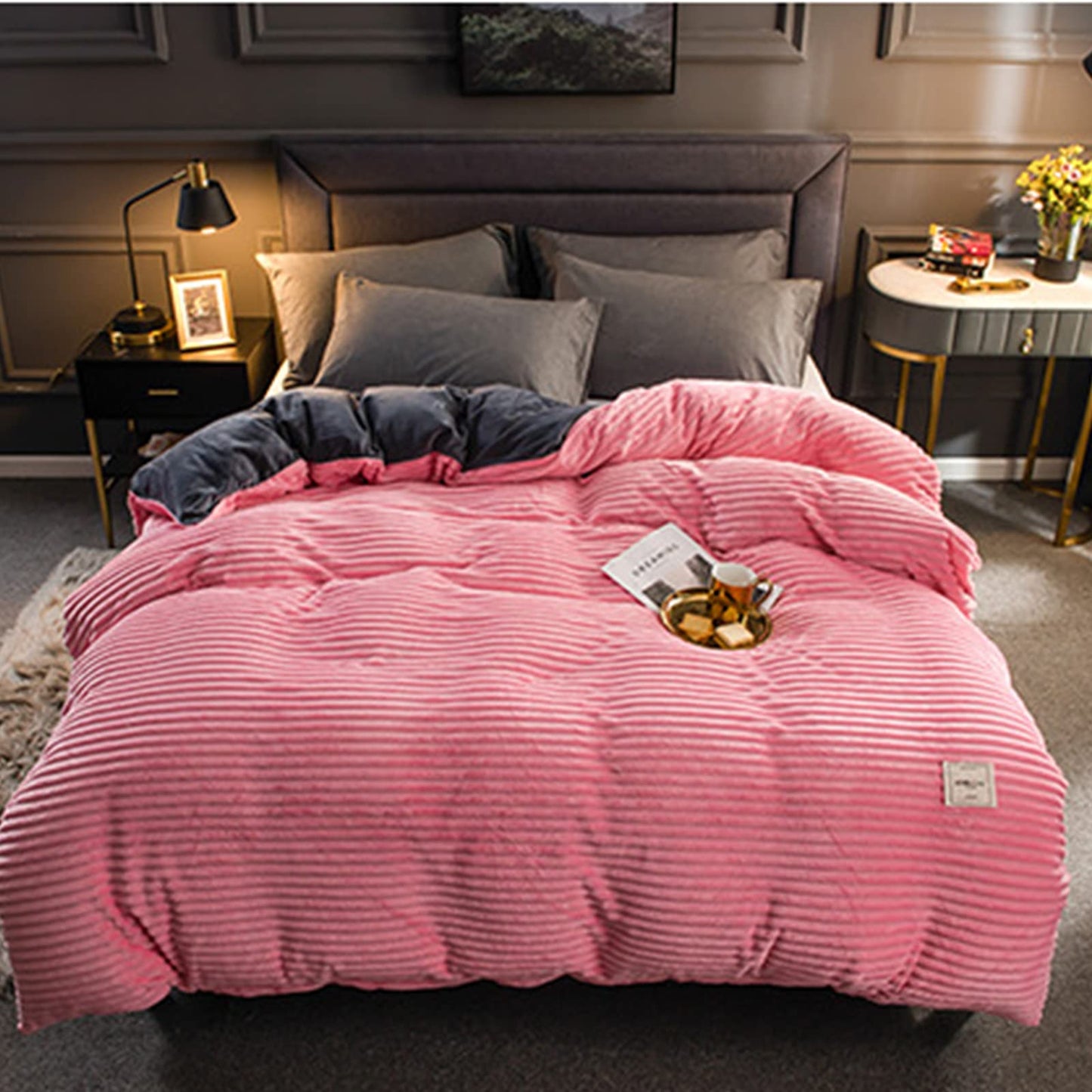 4 Piece Coral Duvet Set-Pink