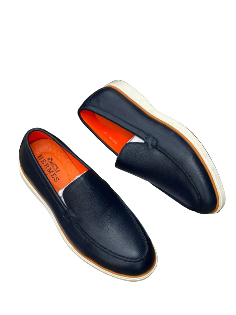 Slipon Leather Shoes-Navy Blue