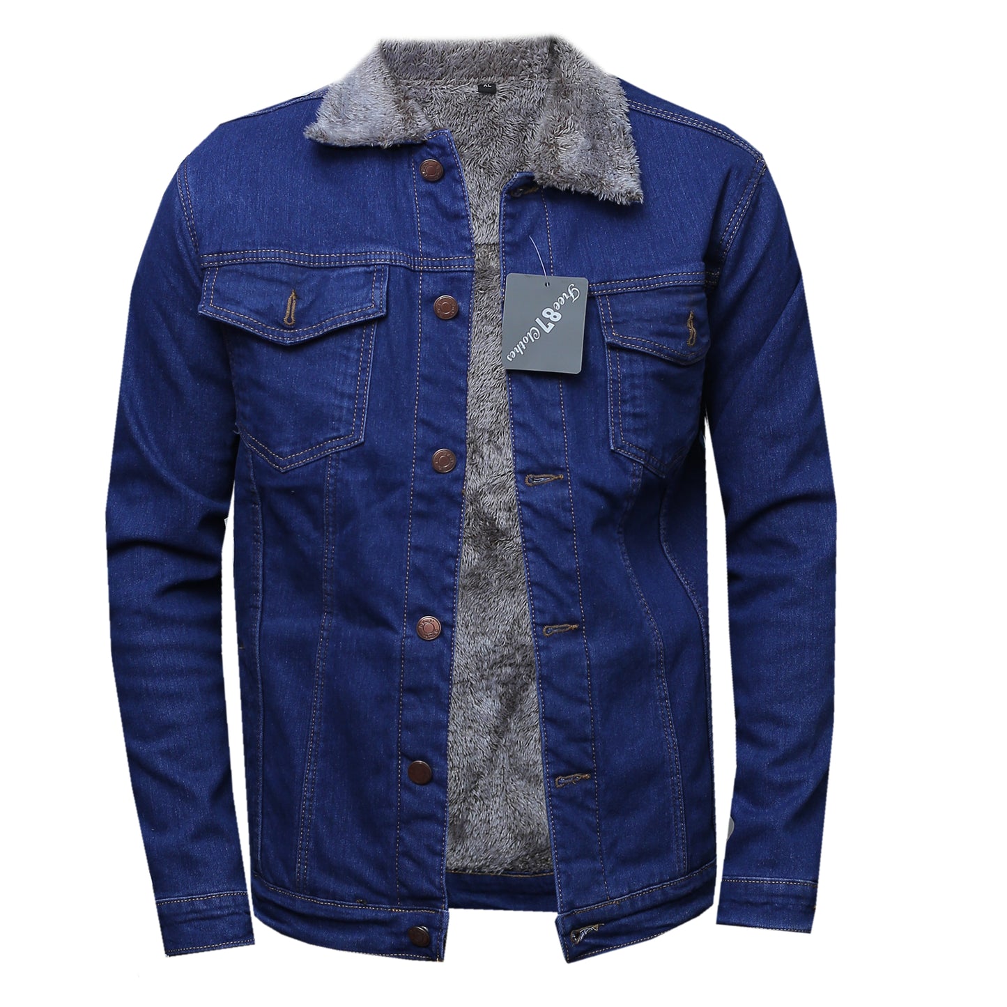 Denim Woolen Jean Jacket - Blue/Grey