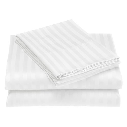 Cotton Stripped Bedsheets-White