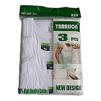 Yarrison Men's  Cotton Vests 3 In 1 - White