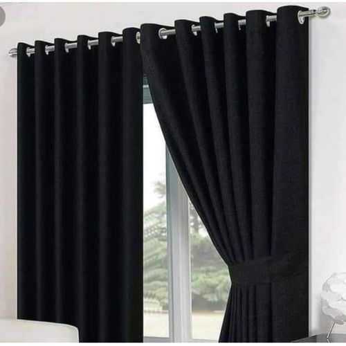 2 Piece Quality Curtains-Black