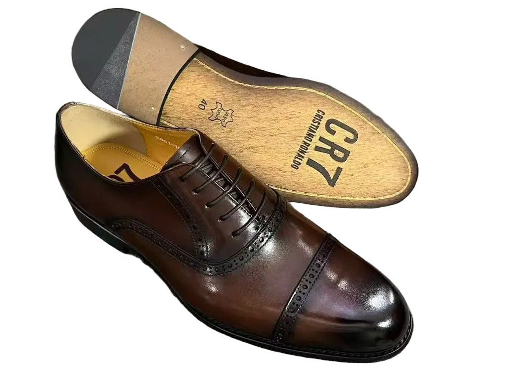 Durable And Quality Lace-Up Leather Shoes-Coffee Brown