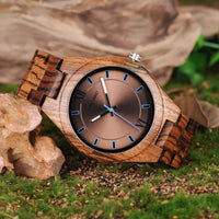 Luxury Brown Zebra Wood Pattern Men's Quartz Watch