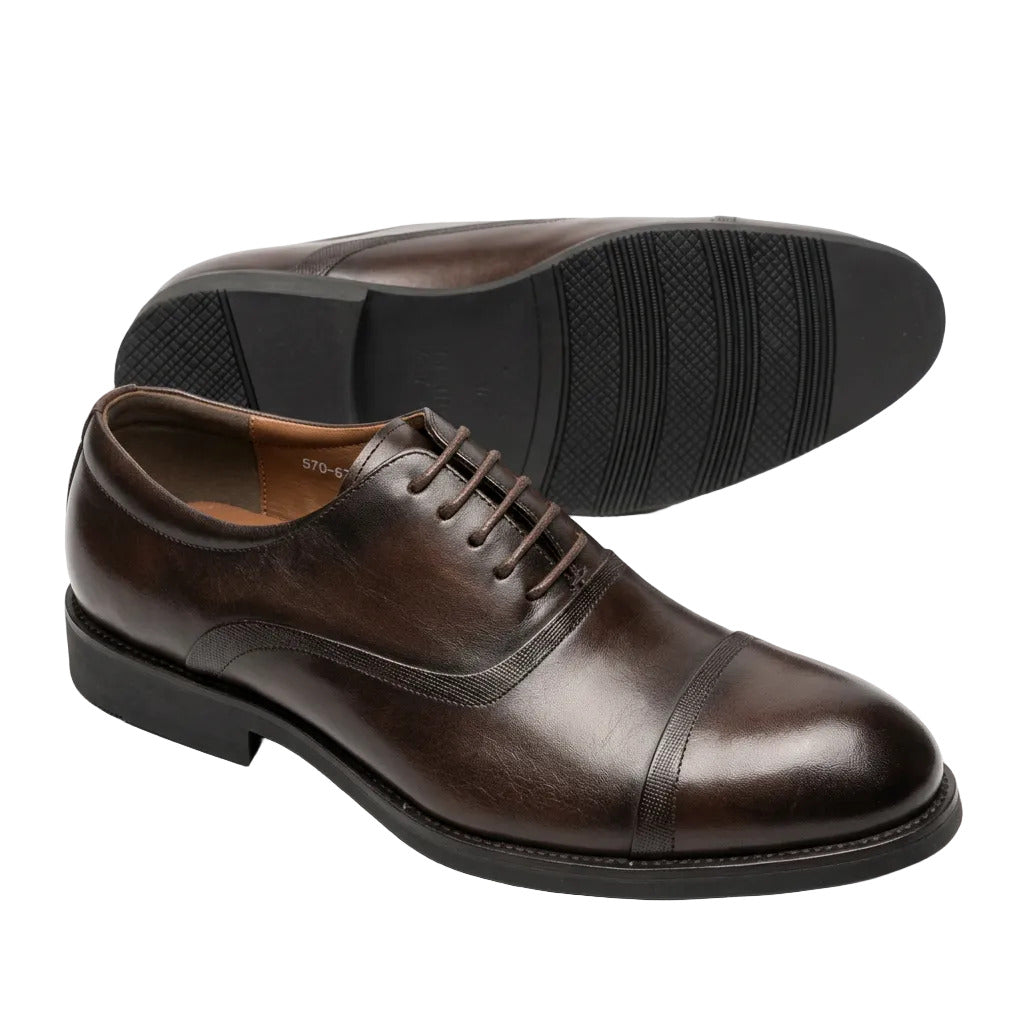 Modern Classic And Quality Lace-Up Leather Shoes-Coffee Brown