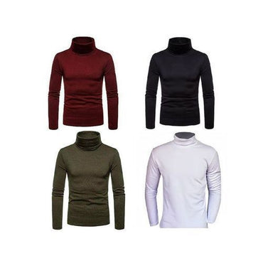 Pack Of 4Mens Long Neck Sleeved T-Shirt -Red, Black, White and Maroon