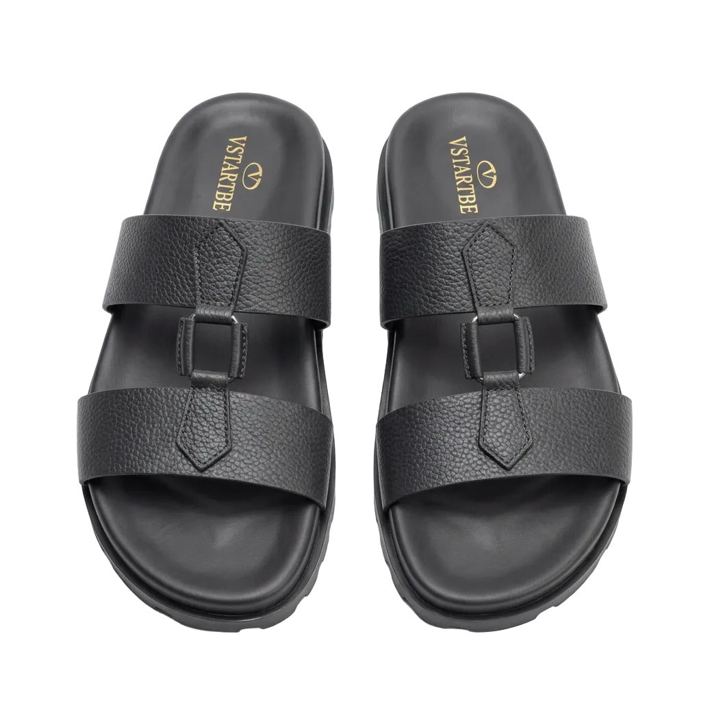 Premium Quality Leather Sandal-Black