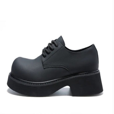 British Style Men's Lace Up Thick Sole Formal Shoes-Black