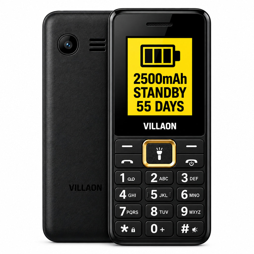 VILLAON V212 Feature Phone, 1.77" Display, 2500mAh Battery, Dual SIM, Wireless FM Radio,  - Black