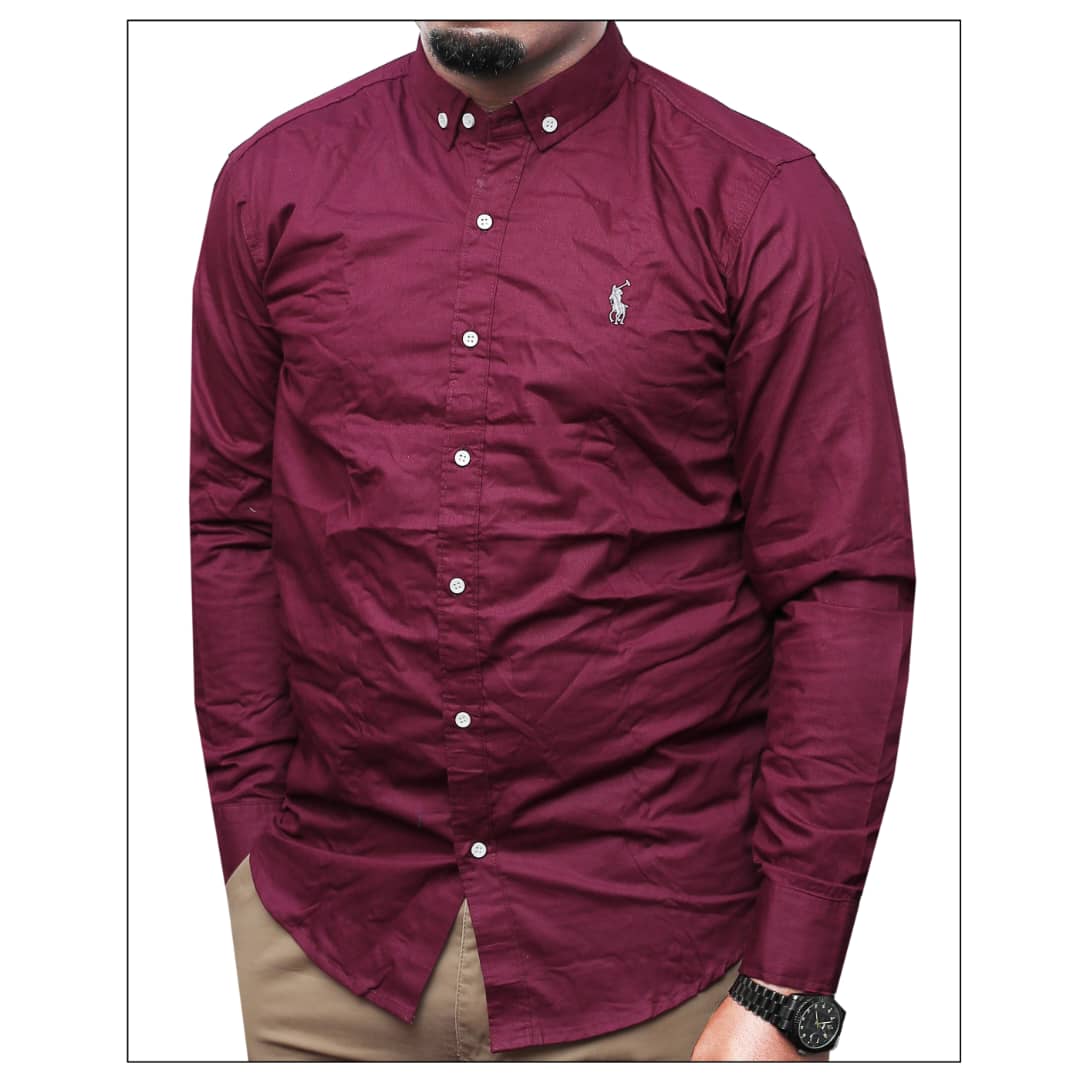 Men's Longsleeved Polo Shirt-Marron