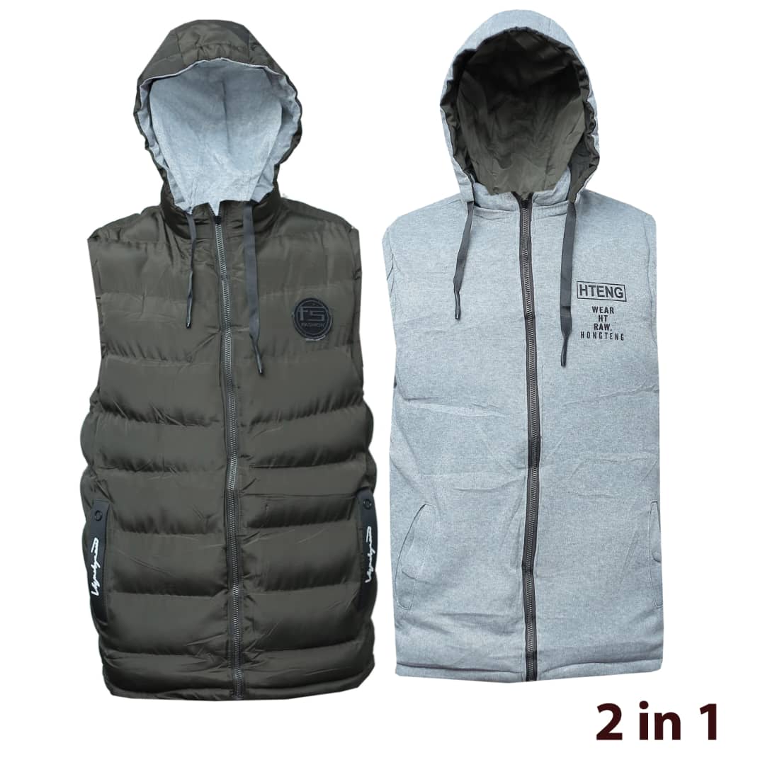 Armless Puffer Jacket-Army Green