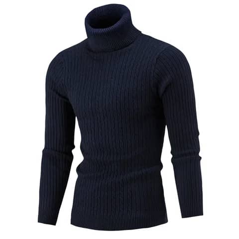 Warm Turtle Neck Sweater-Navy