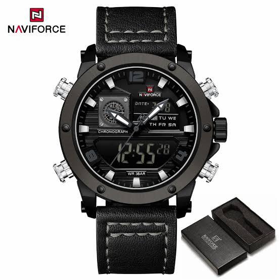 Modern Designer Naviforce Watch For Men-Black