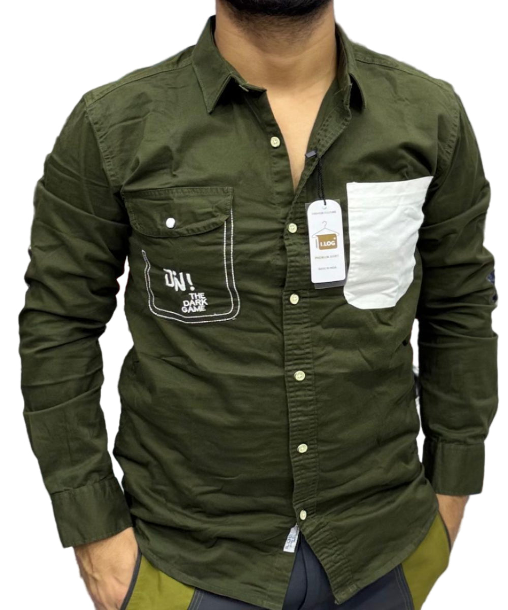 Denim Longsleeved Shirt-Green