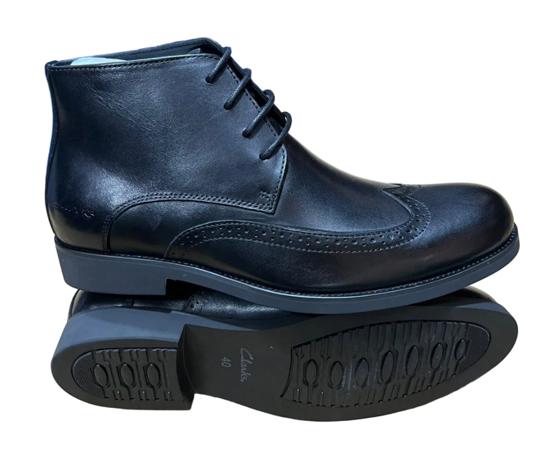 Oxford Lace Leather Boots - Black