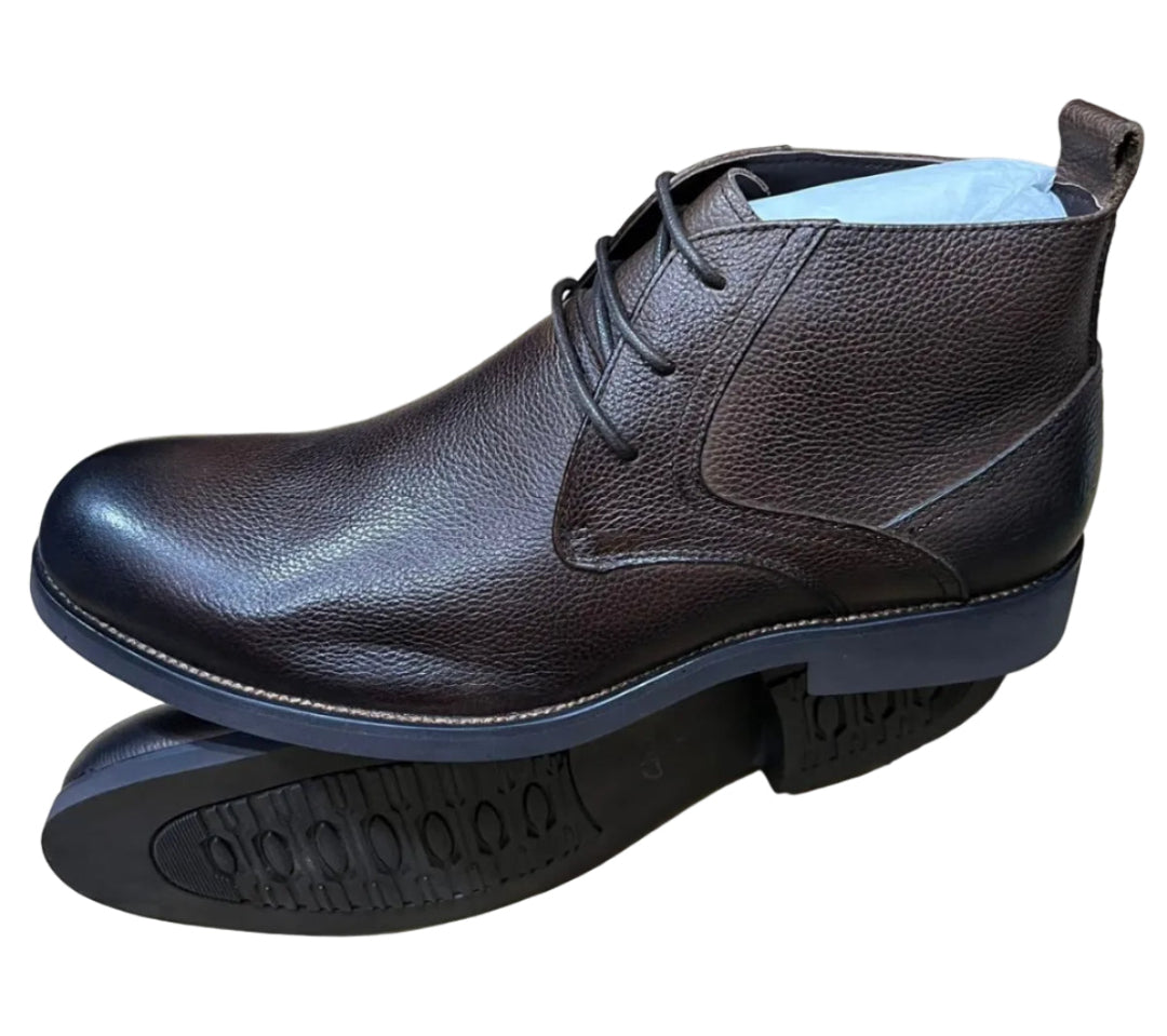 Lace Up Leather Boot - Brown