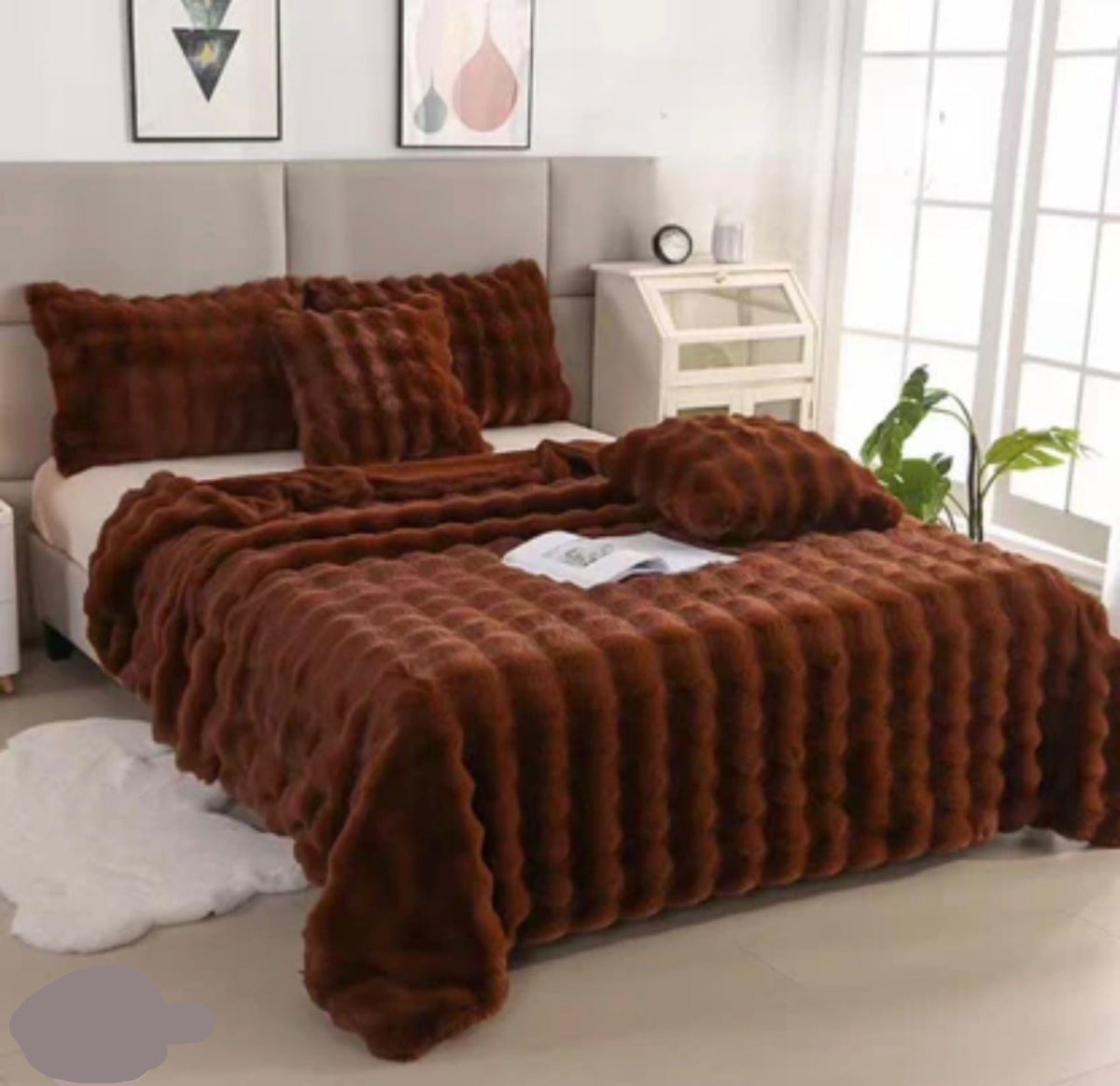 4 Piece Rabbit Duvet - Coffee Brown