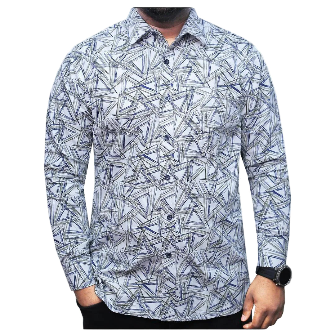 Luciano Geometric Design Cotton Shirt