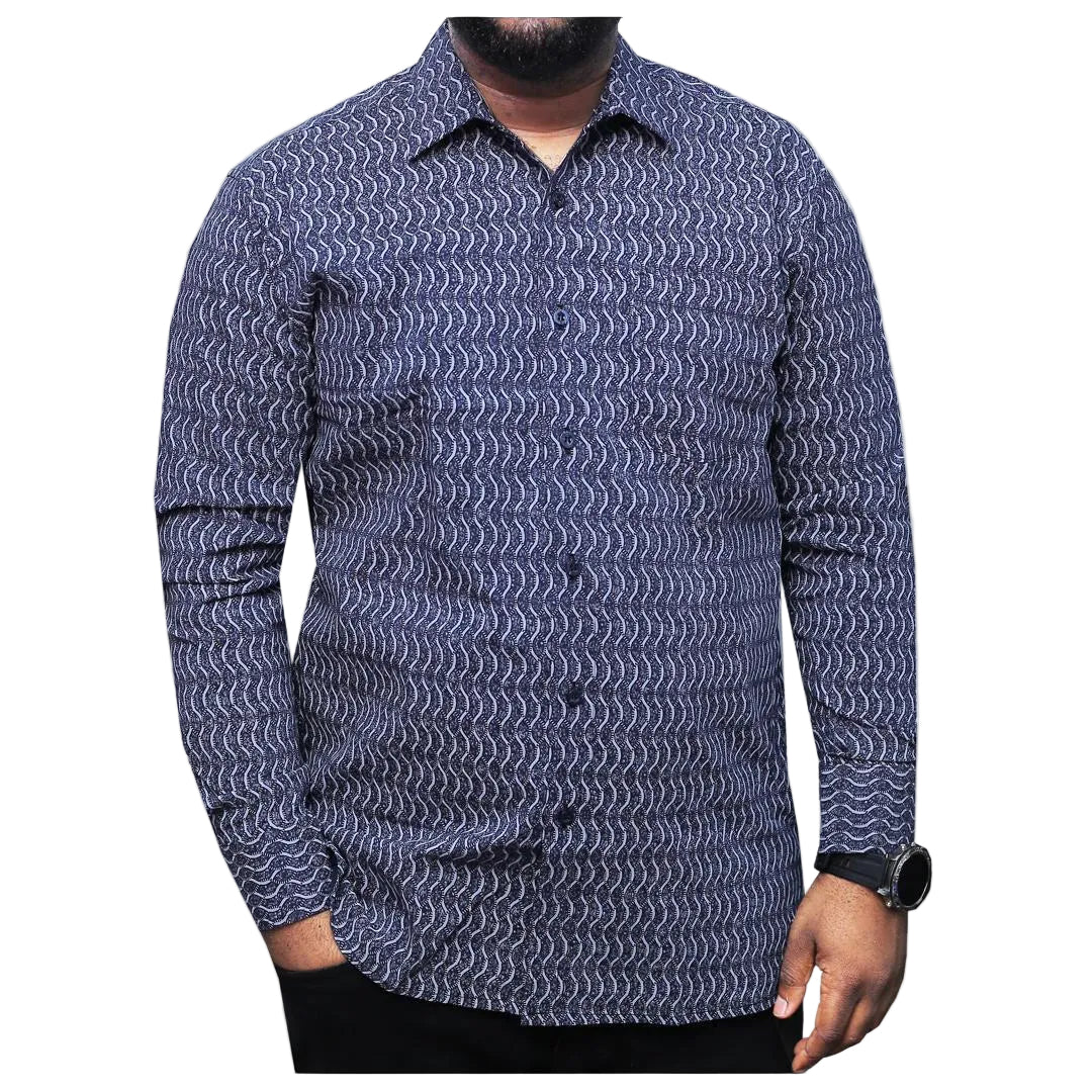 Luciano Blue Pattern Cotton Shirt